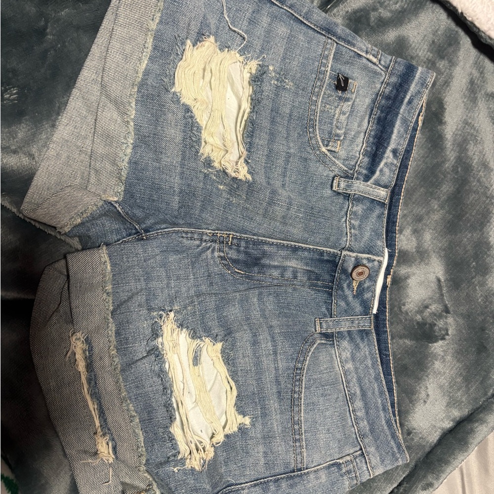 Distressed Blue Jean Shorts